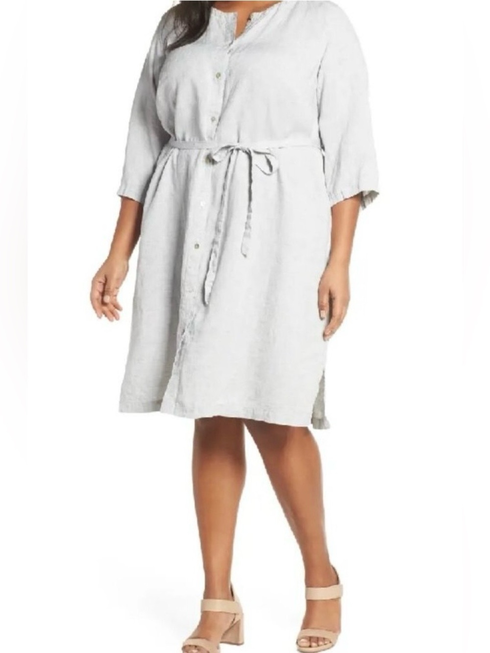 Eileen Fisher Woman Sparkle Linen Tunic Dress - Picture 3 of 11
